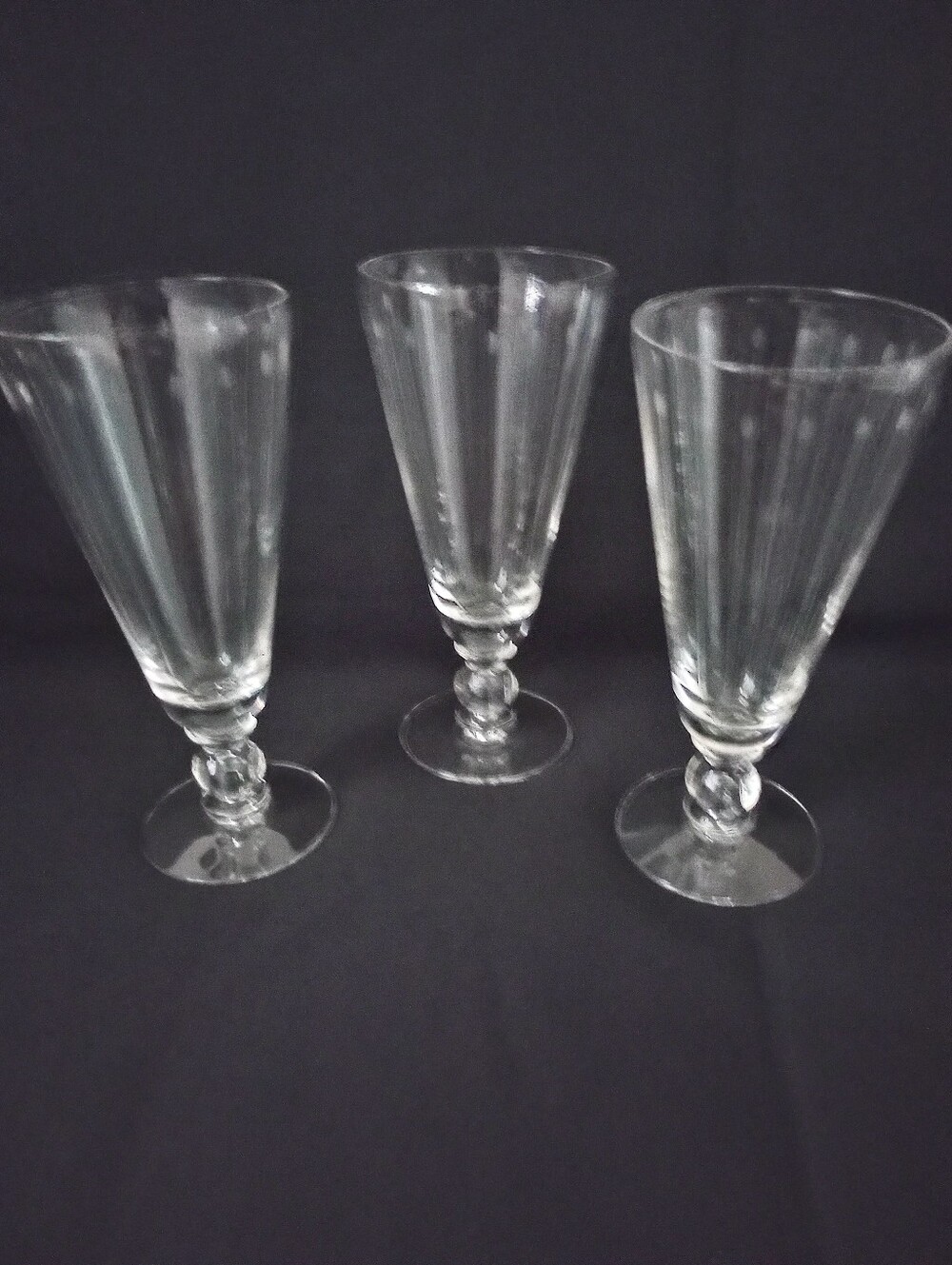 Tiffin Elegant Gray Cut Darts Elegance By Fine Arts Water Goblets -Set Of 3